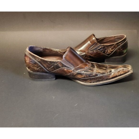 Giorgio Brutini Mens Size 13 M Brown  Leather Square Point Slip on Shoes 178882 - Picture 5 of 14